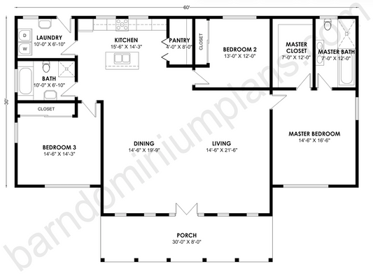 BCO-40124 Barndominium House Plan