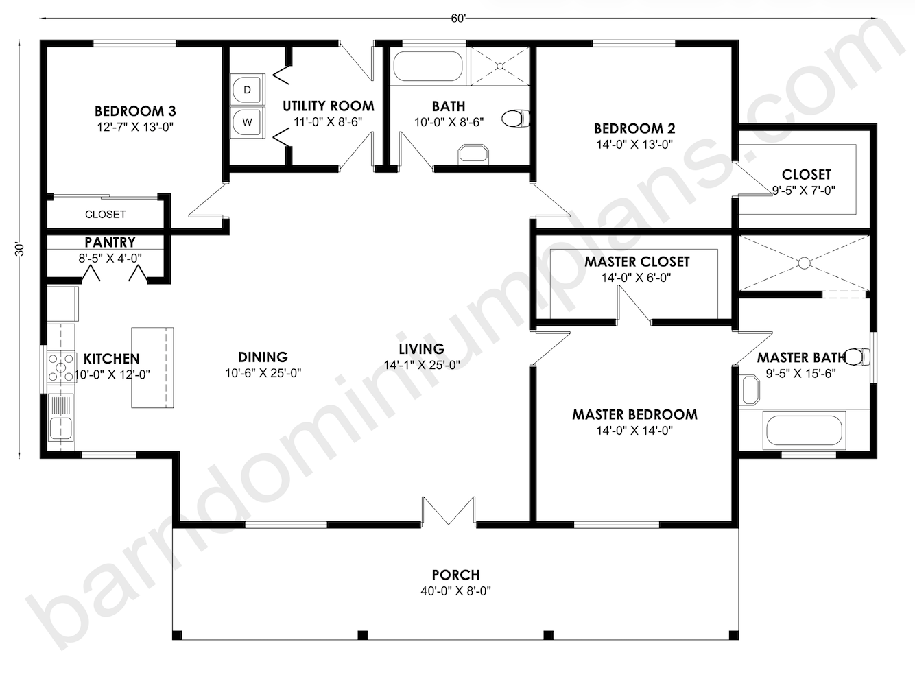 BCO-40128 Barndominium House Plan