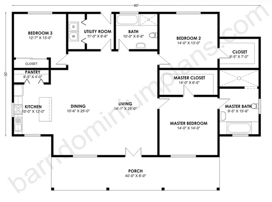 BCO-40128 Barndominium House Plan