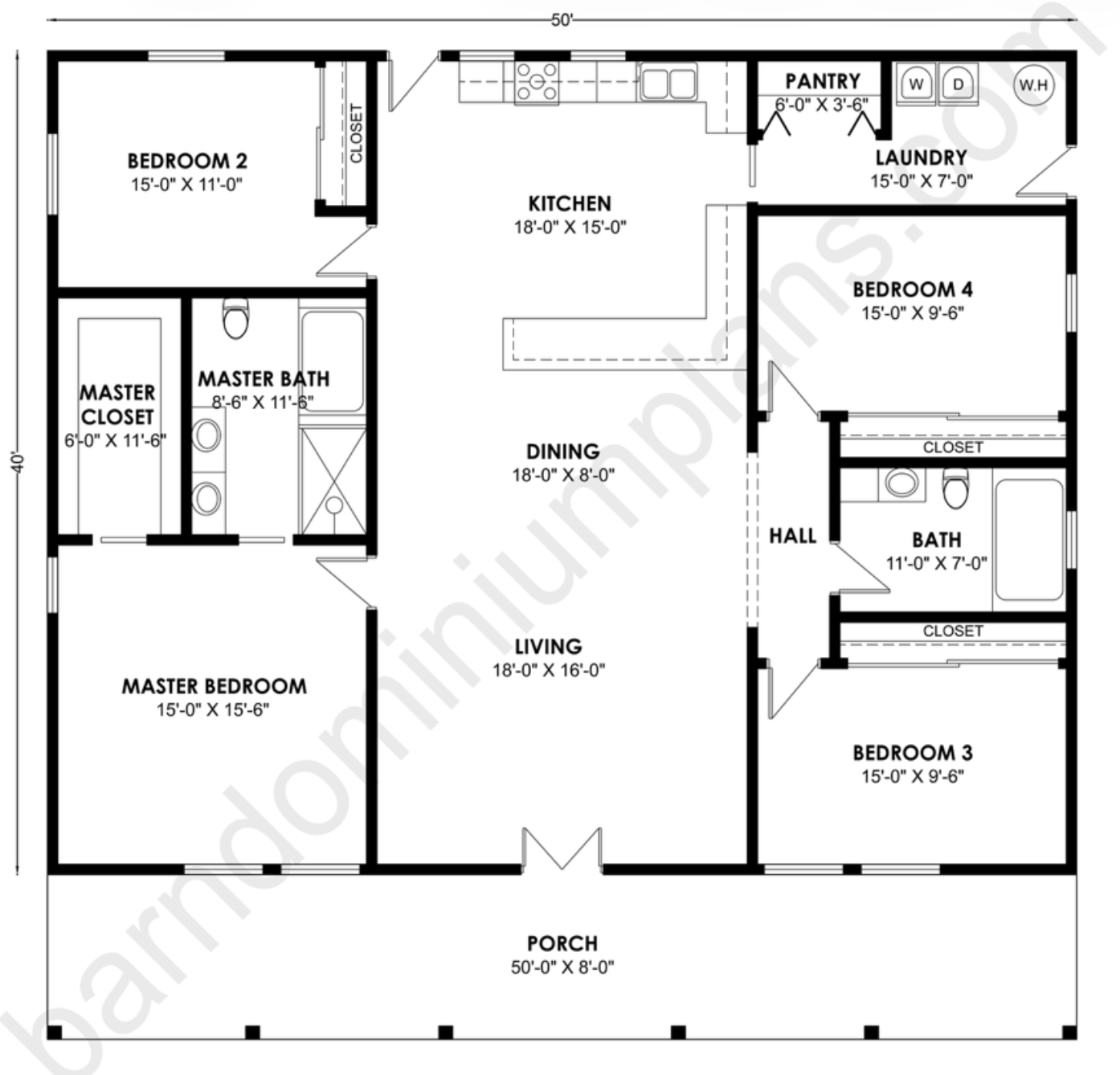 BCO-40155 Barndominium House Plan
