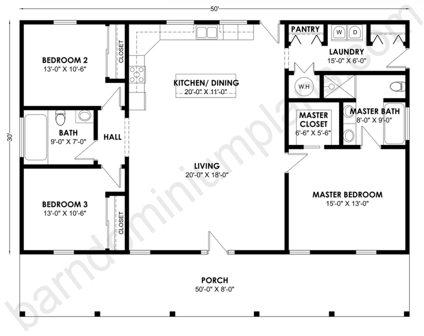 BCO-40156 Barndominium House Plan