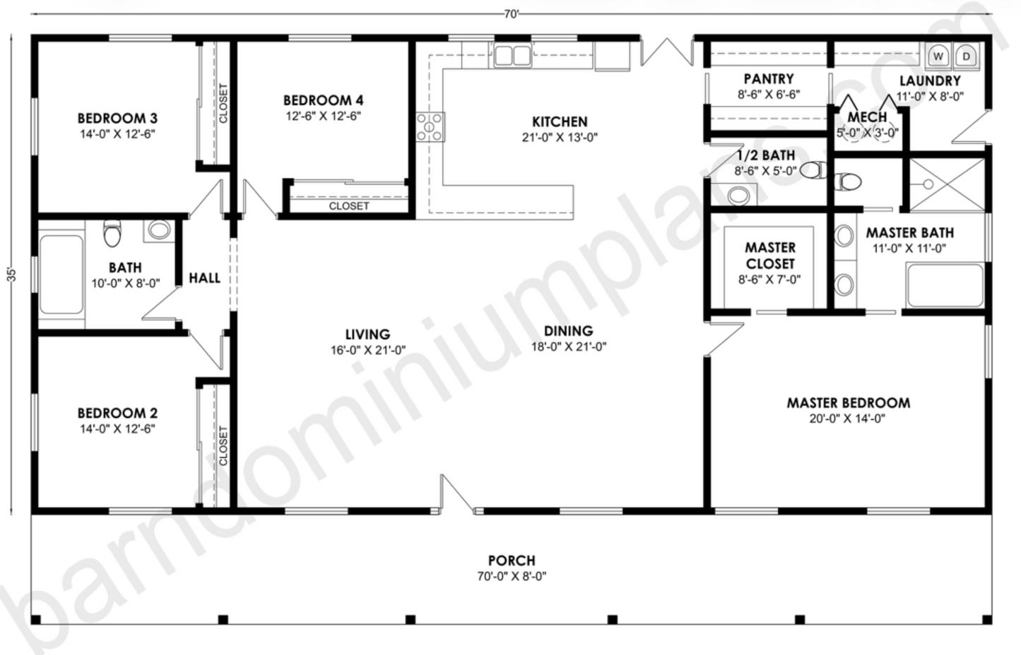 BCO-40158 Barndominium House Plan