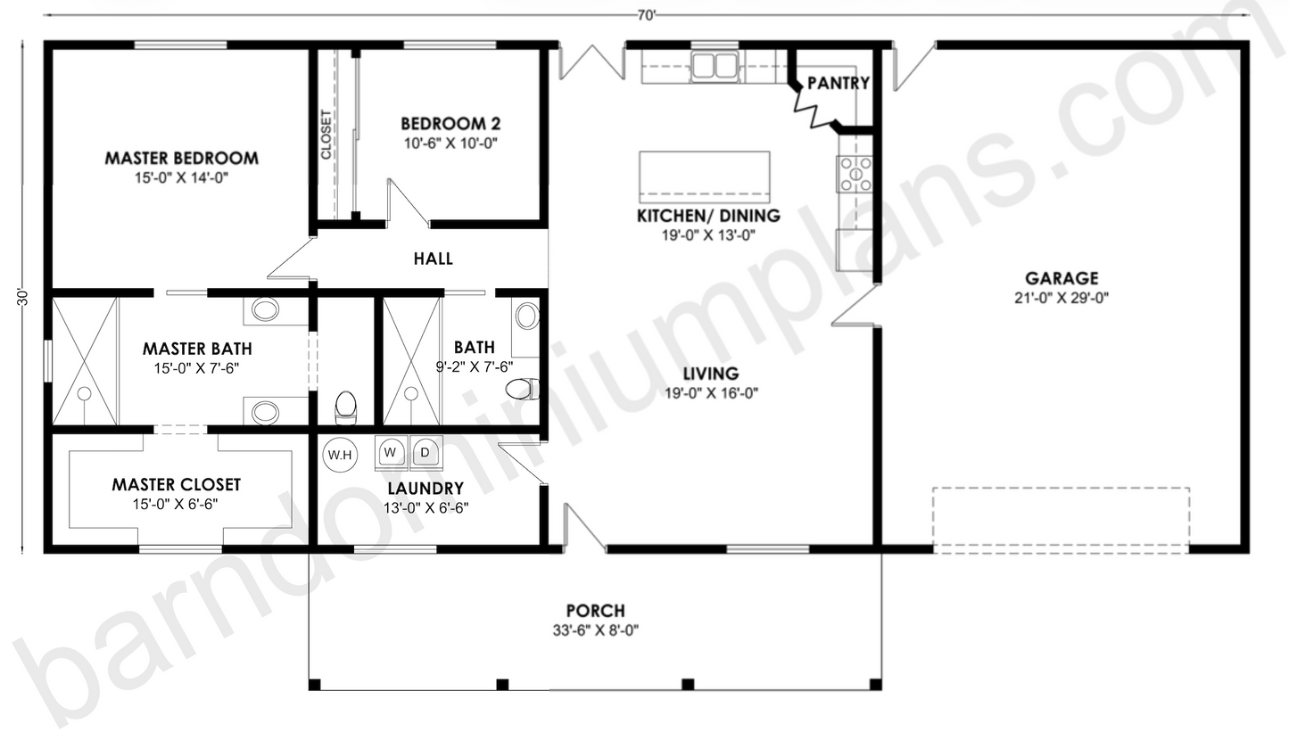 BCO-40160 Barndominium House Plan
