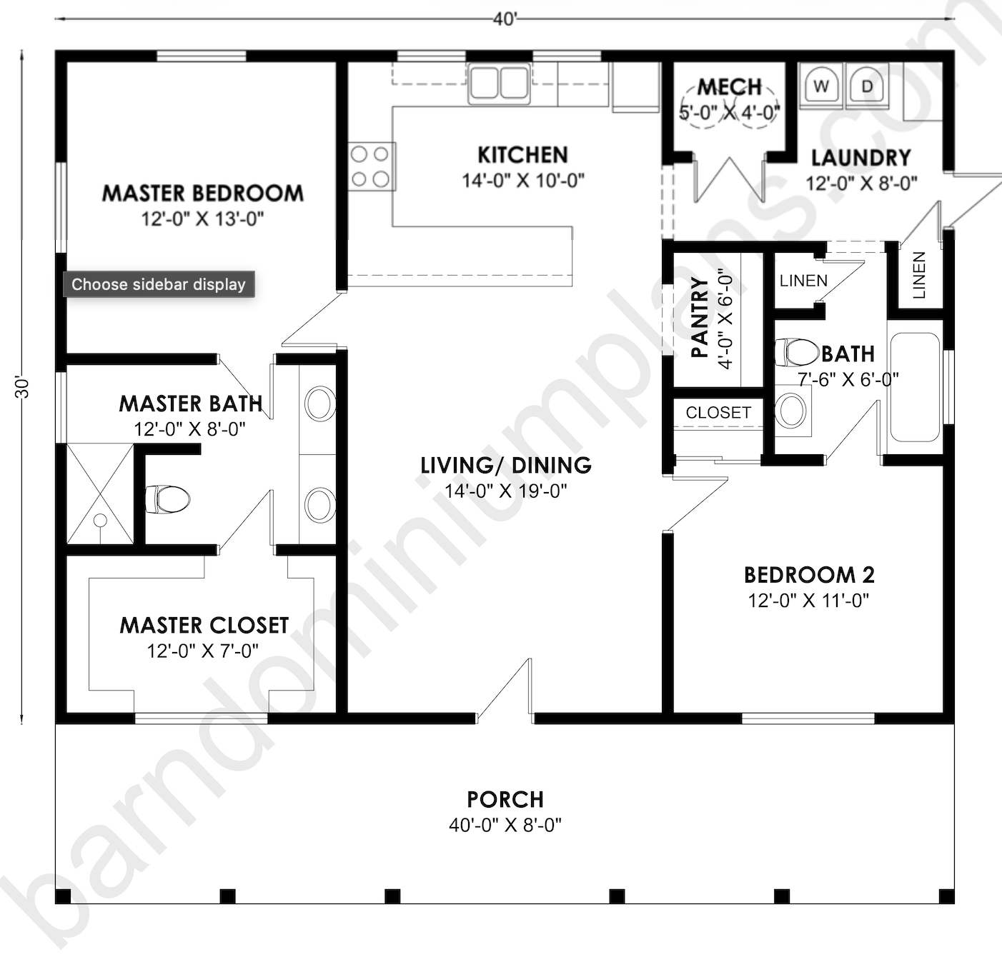 BCO-40161 Barndominium House Plan