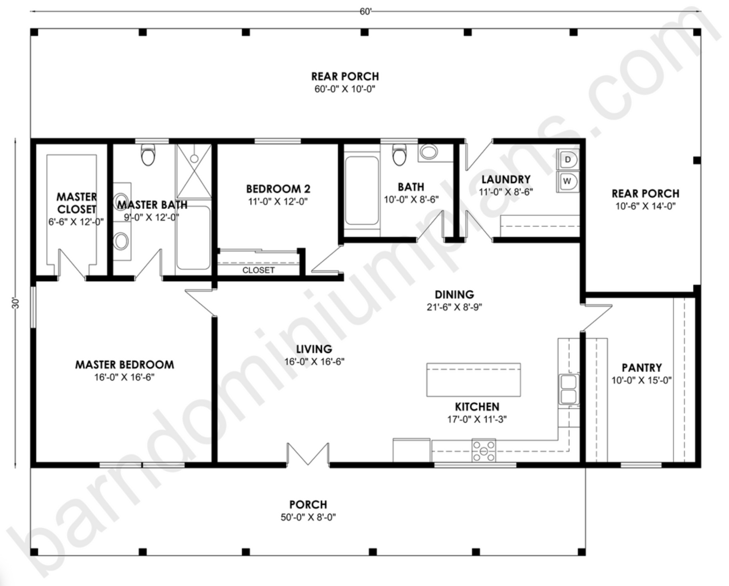 BCO-40147 Barndominium House Plan