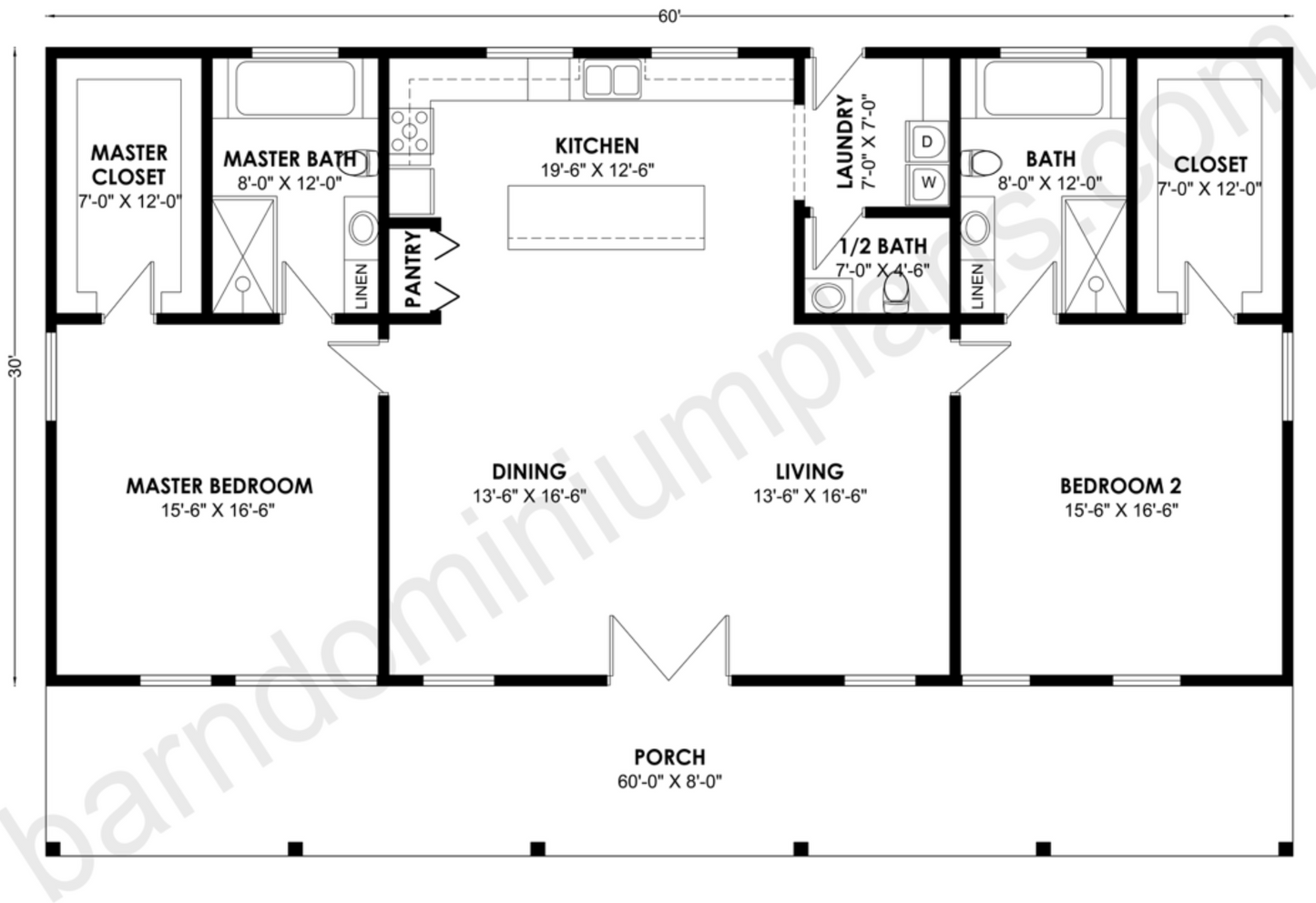 BCO-40150 Barndominium House Plan