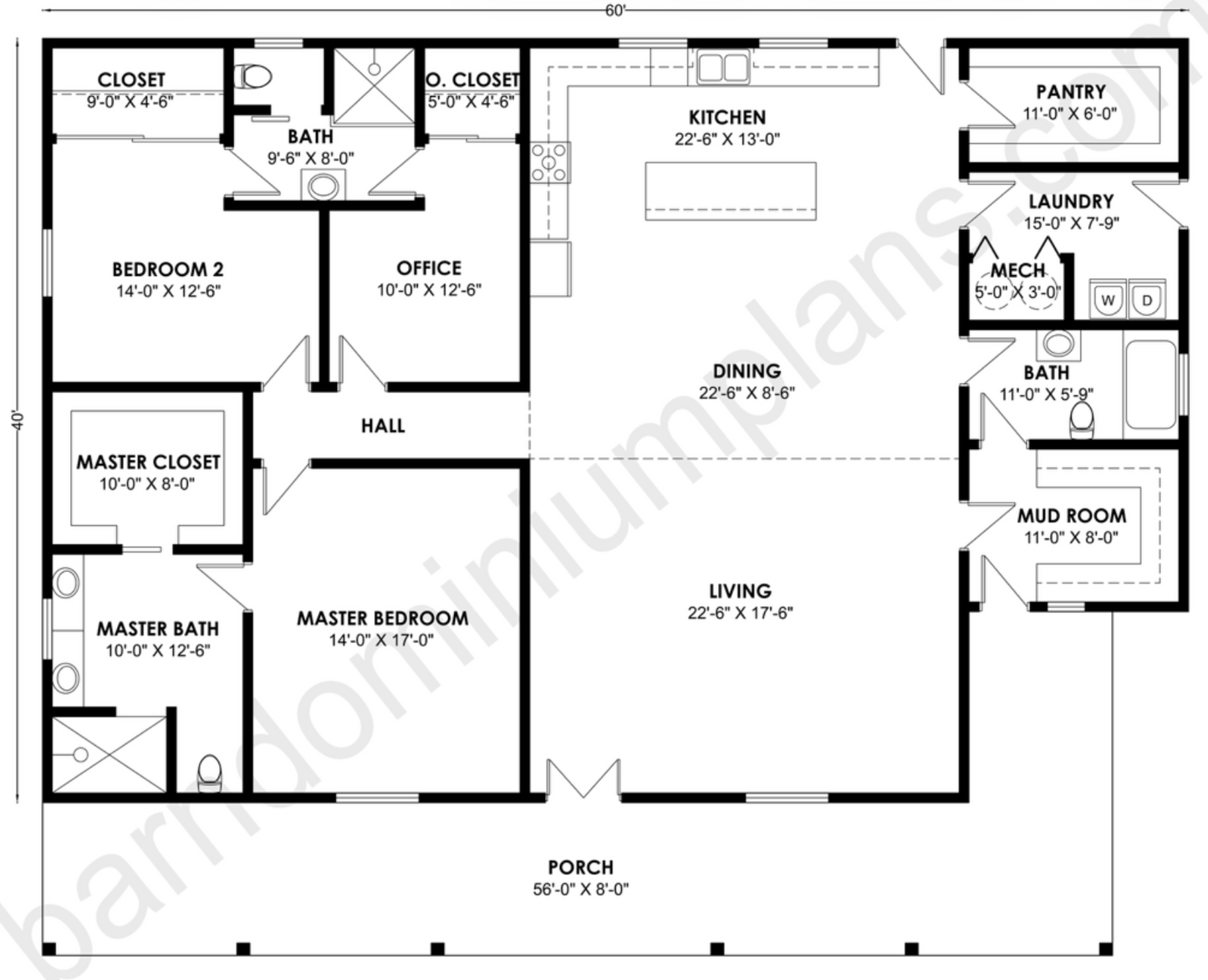 BCO-40152 Barndominium House Plan