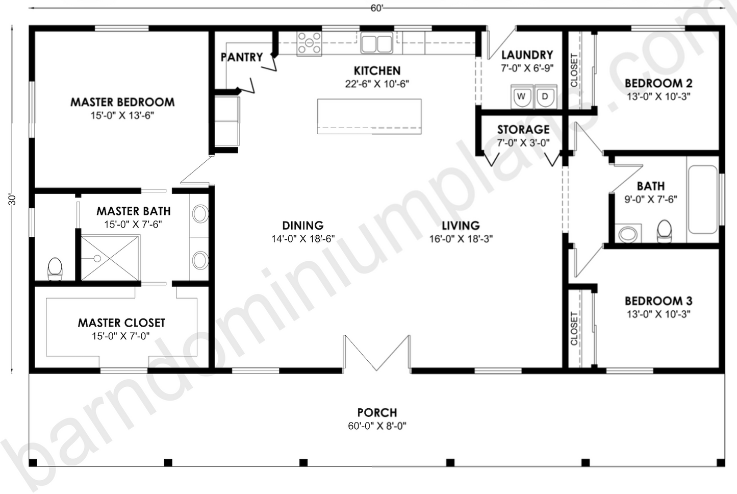 BCO-40153 Barndominium House Plan