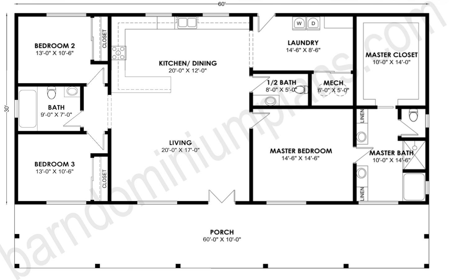BCO-40154 Barndominium House Plan