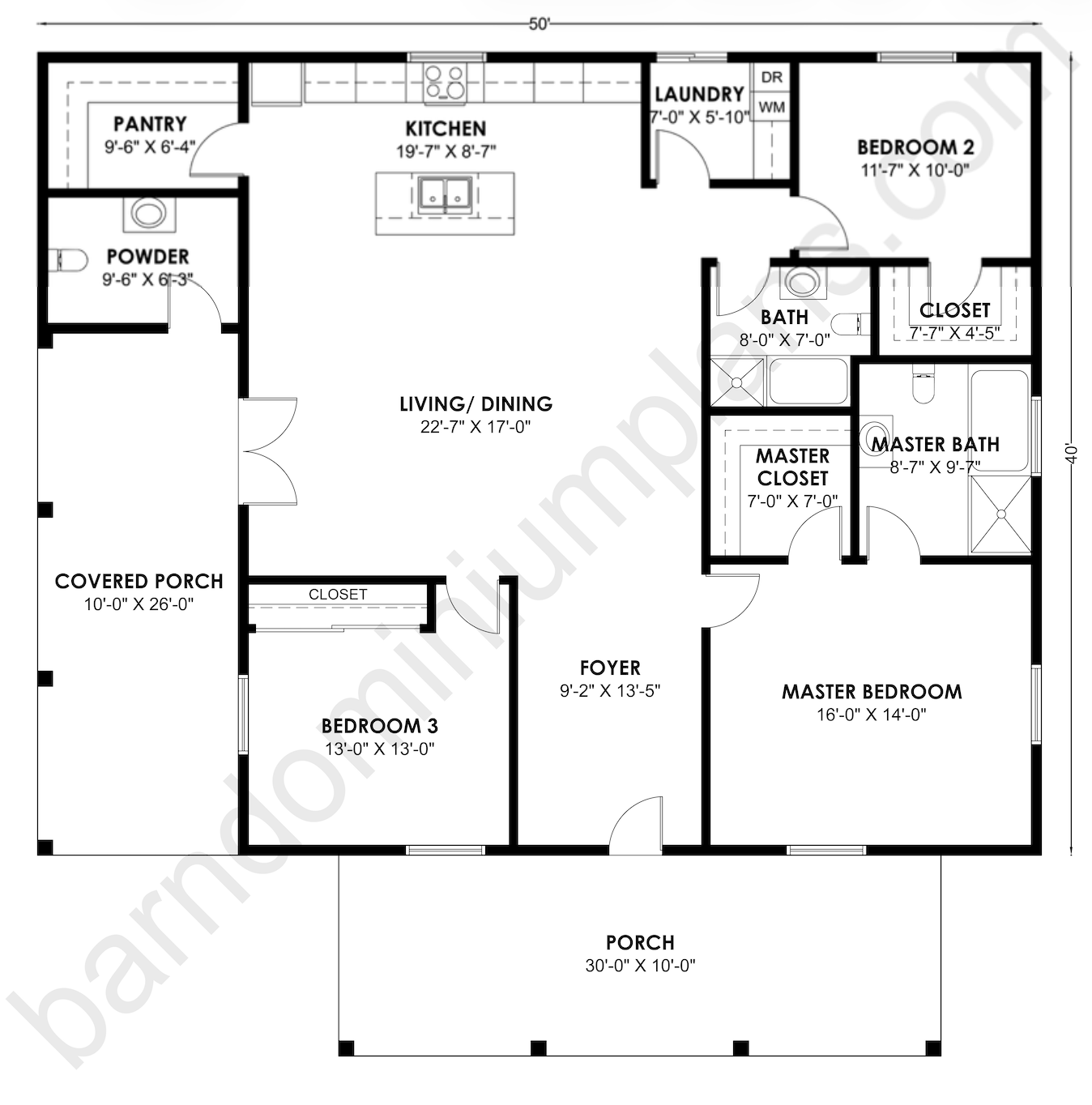 BCO-40163 Barndominium House Plan