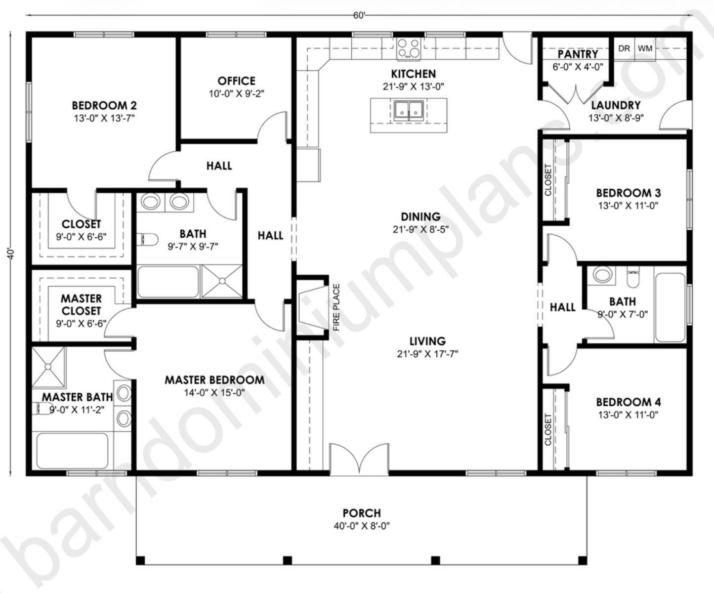 BCO-40164 Barndominium House Plan