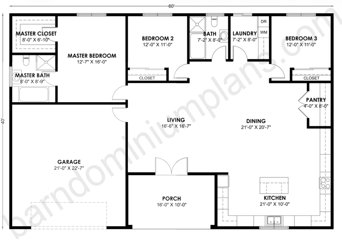 BCO-40165 Barndominium House Plan