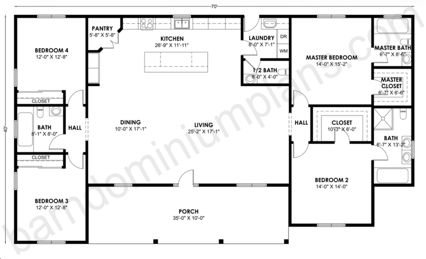 BCO-40175 Barndominium House Plan