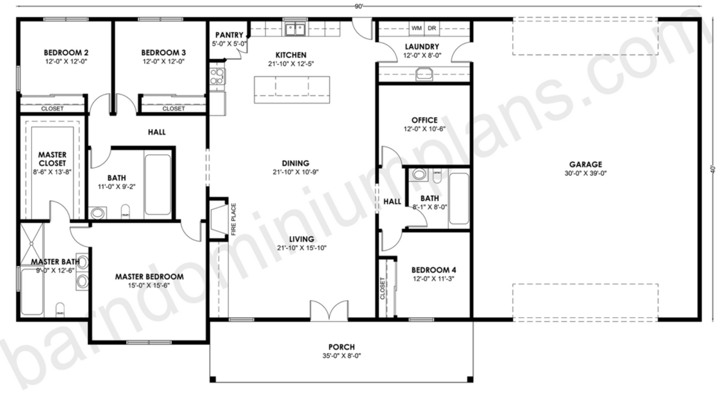 BCO-40080 Barndominium House Plan