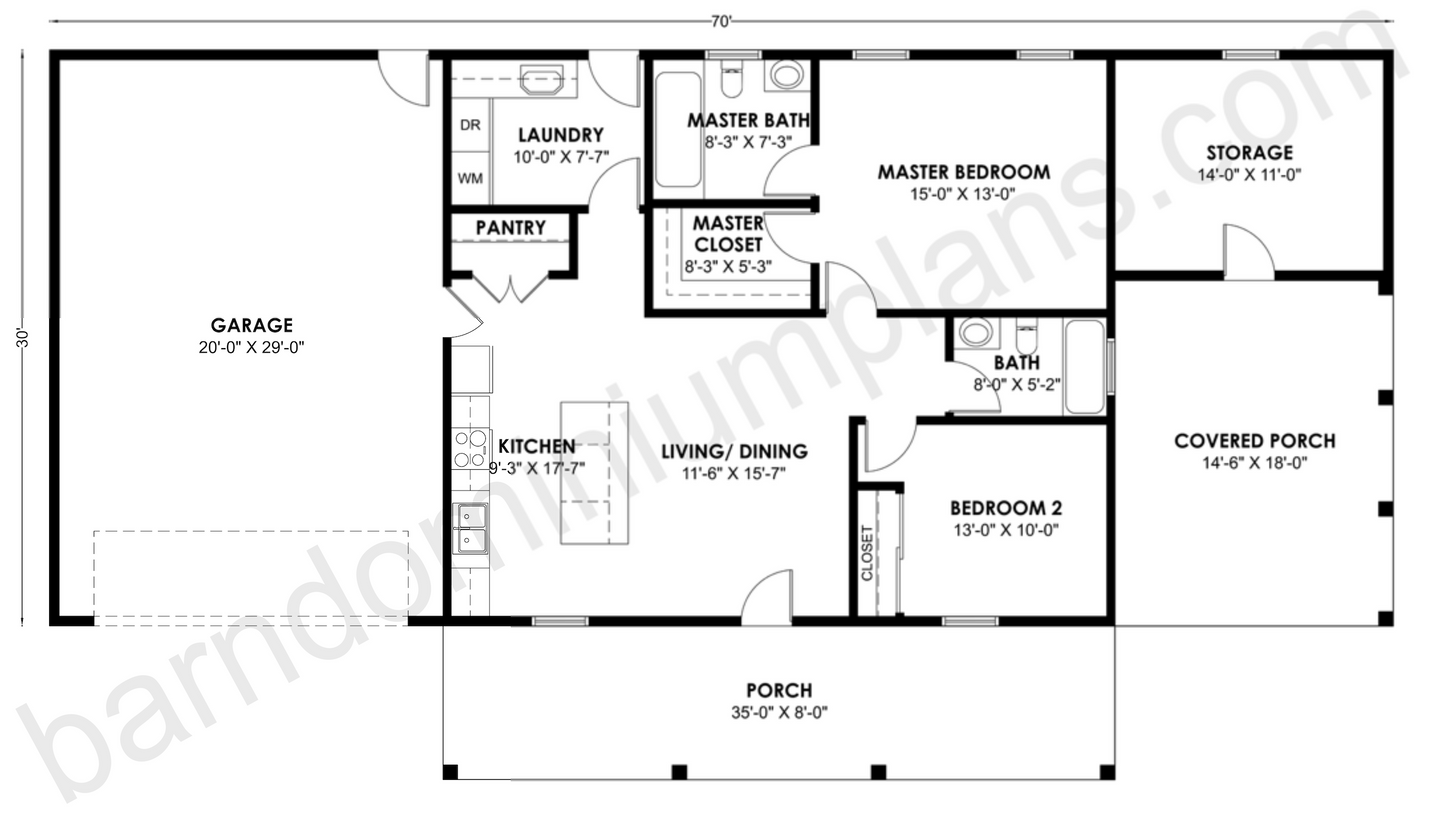BCO-40177 Barndominium House Plan