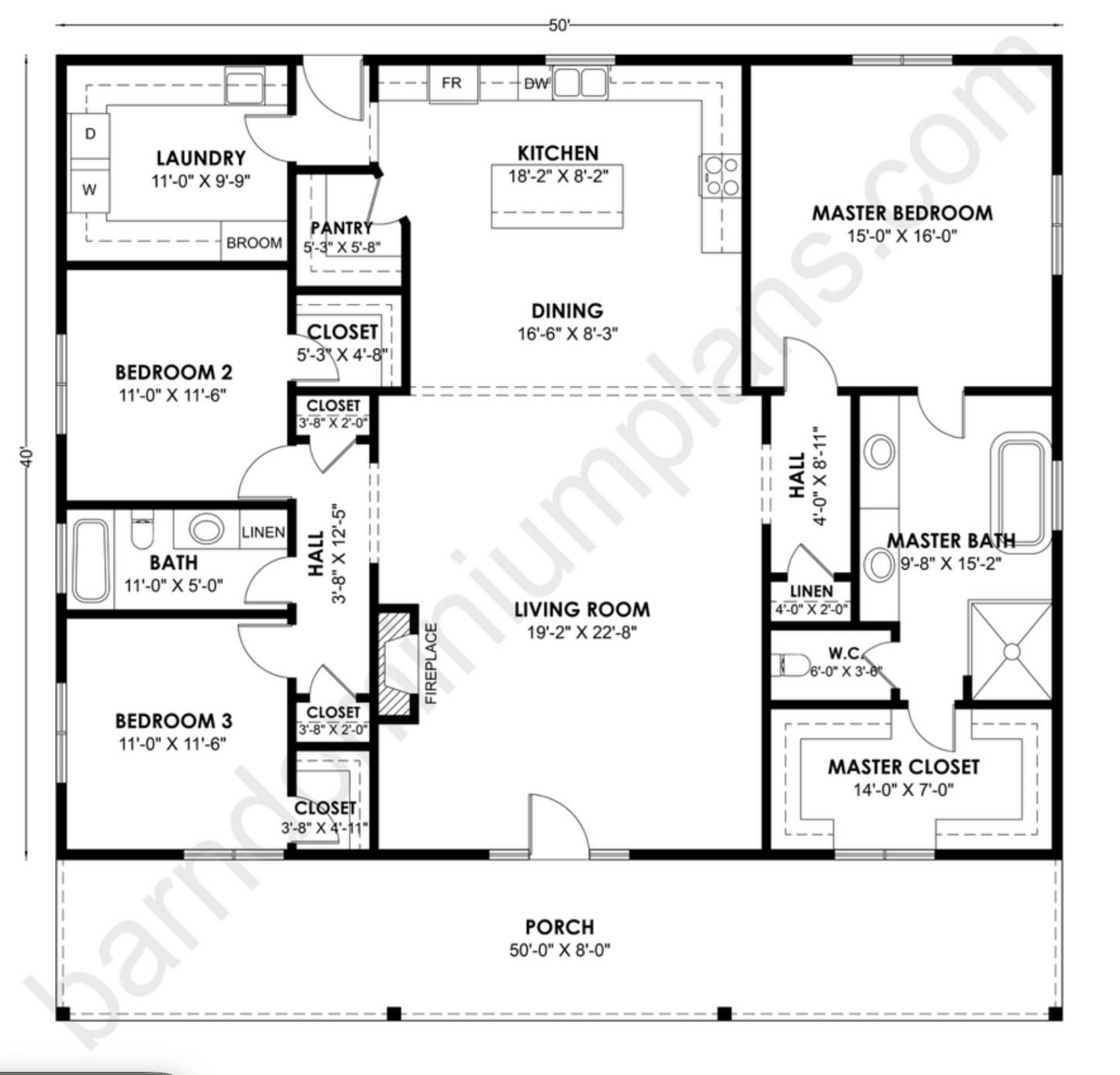 BCO-40200 Barndominium House Plan