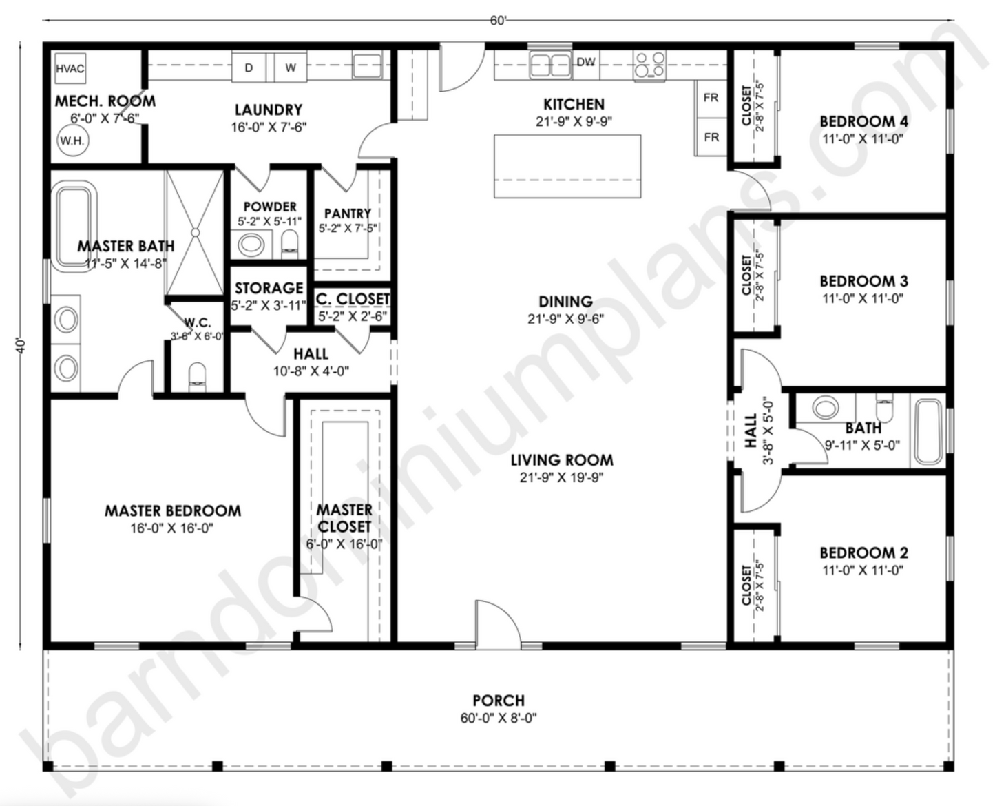 BCO-40204 Barndominium House Plan