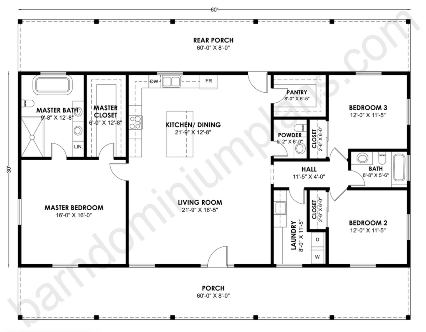 BCO-40207 Barndominium House Plan