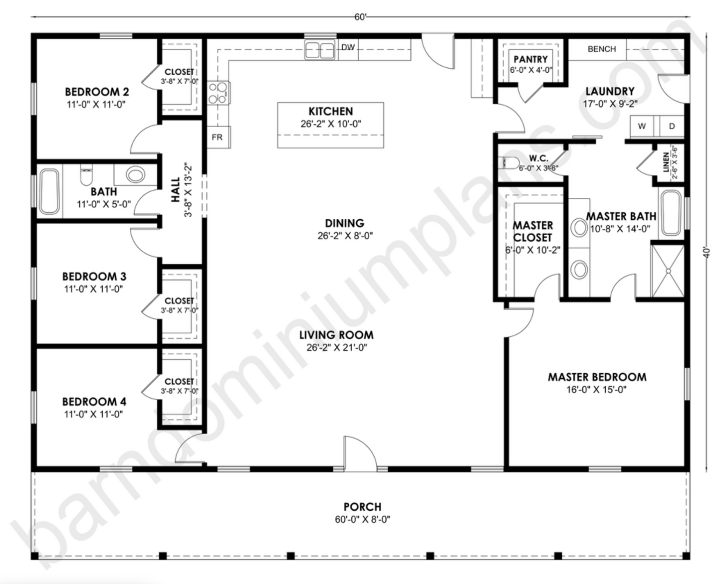 BCO-40208 Barndominium House Plan