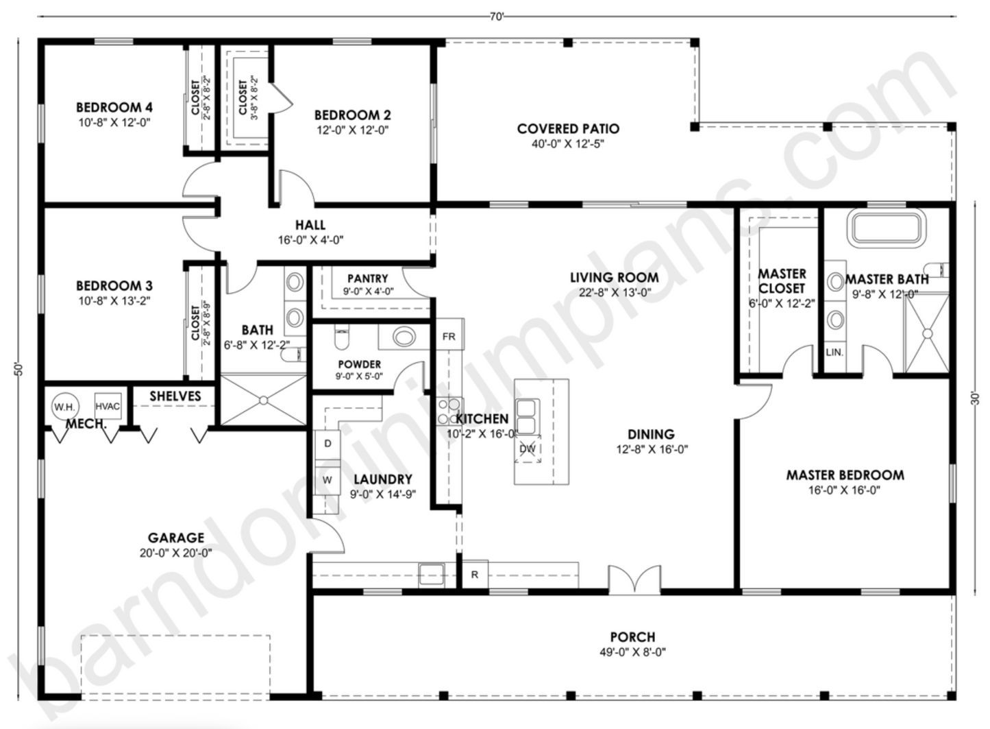 BCO-40209 Barndominium House Plan
