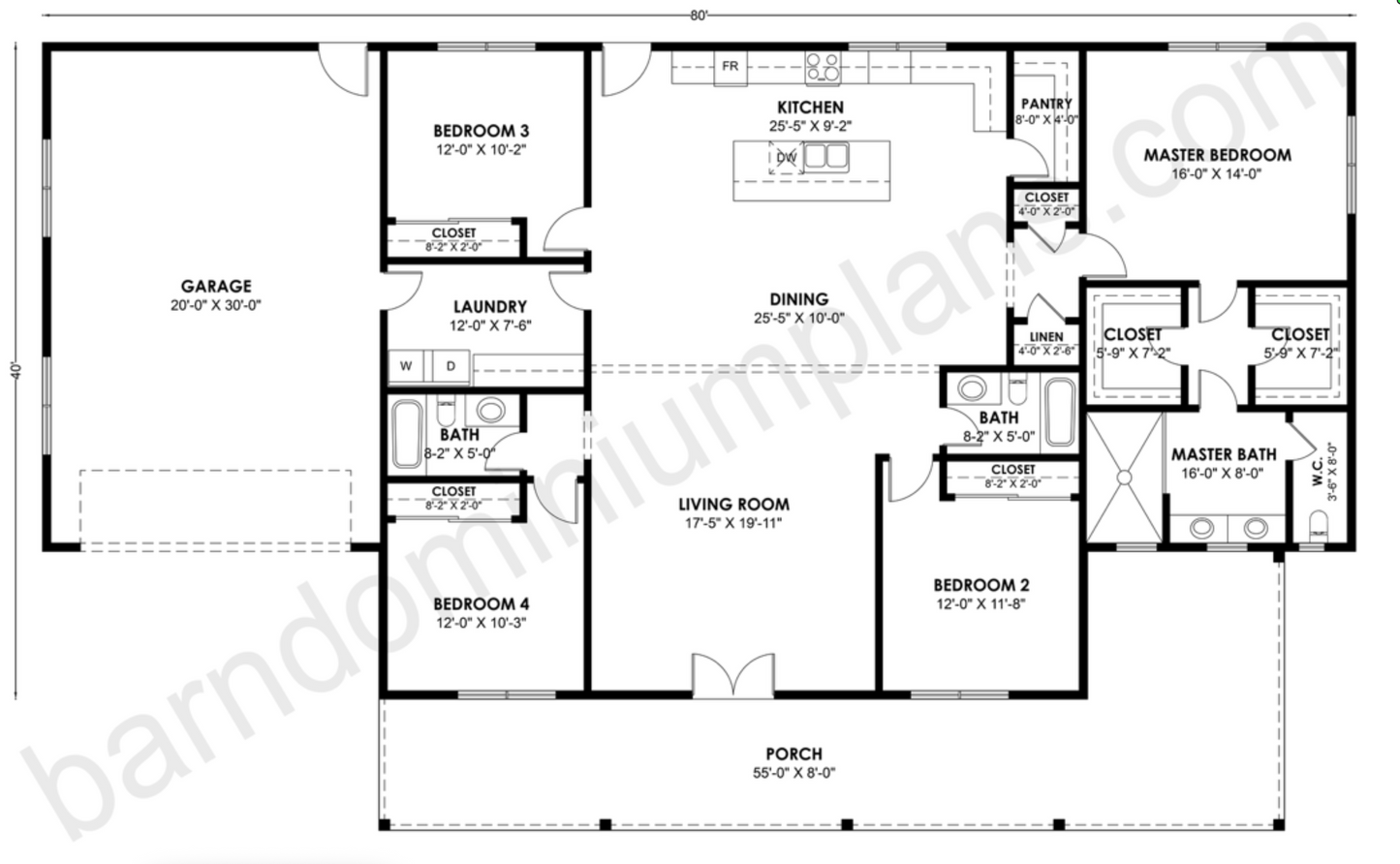BCO-40211 Barndominium House Plan