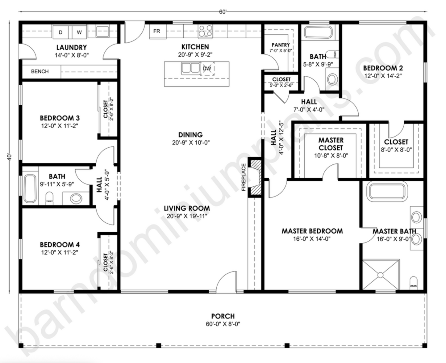 BCO-40212 Barndominium House Plan