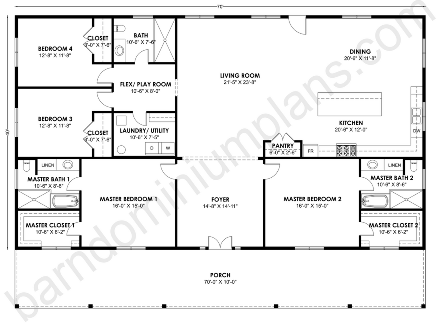 BCO-40220 Barndominium House Plan