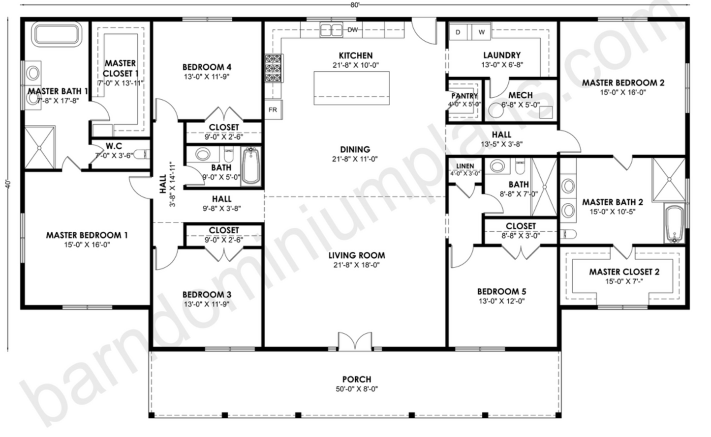 BCO-40221 Barndominium House Plan