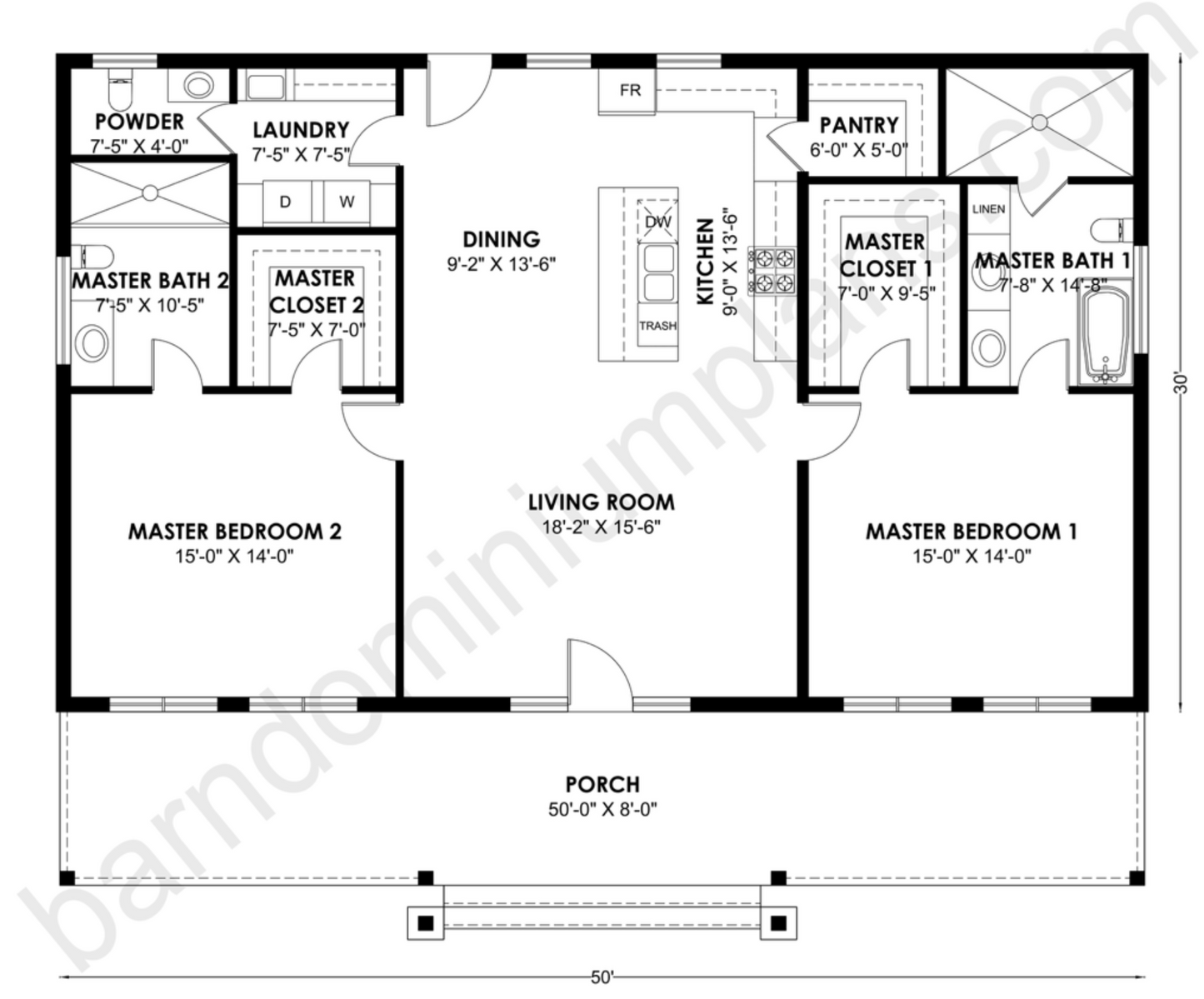 BCO-40122-M Barndominium House Plan