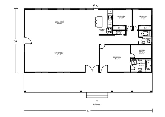 BCO-40012 Barndominium House Plan