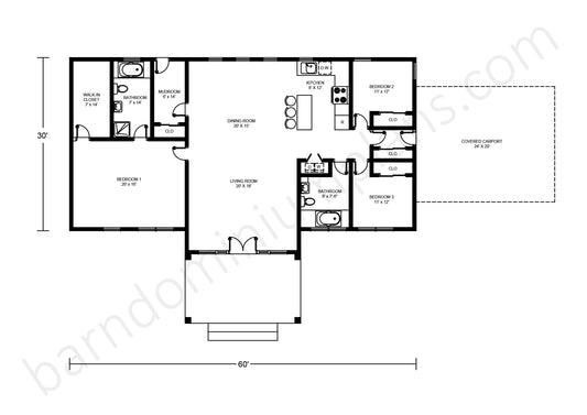 BCO-40039 Barndominium House Plan