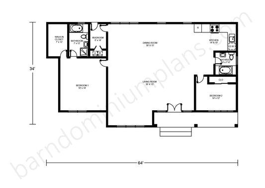 BCO-40040 Barndominium House Plan