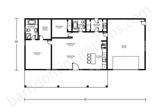 BCO-40053 Barndominium House Plan
