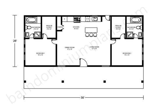 BCO-40056 Barndominium House Plan