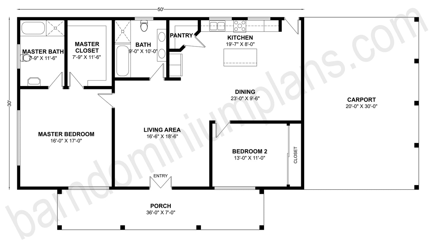 BCO-40105 Barndominium House Plan