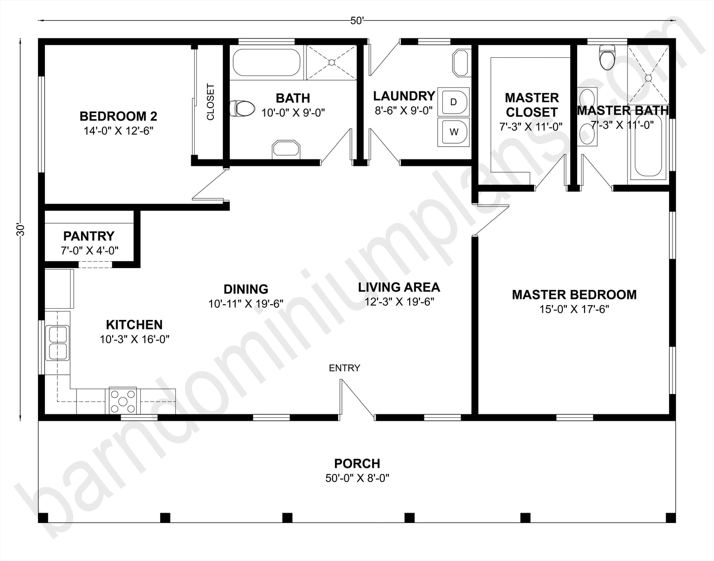 BCO-40113 Barndominium House Plan