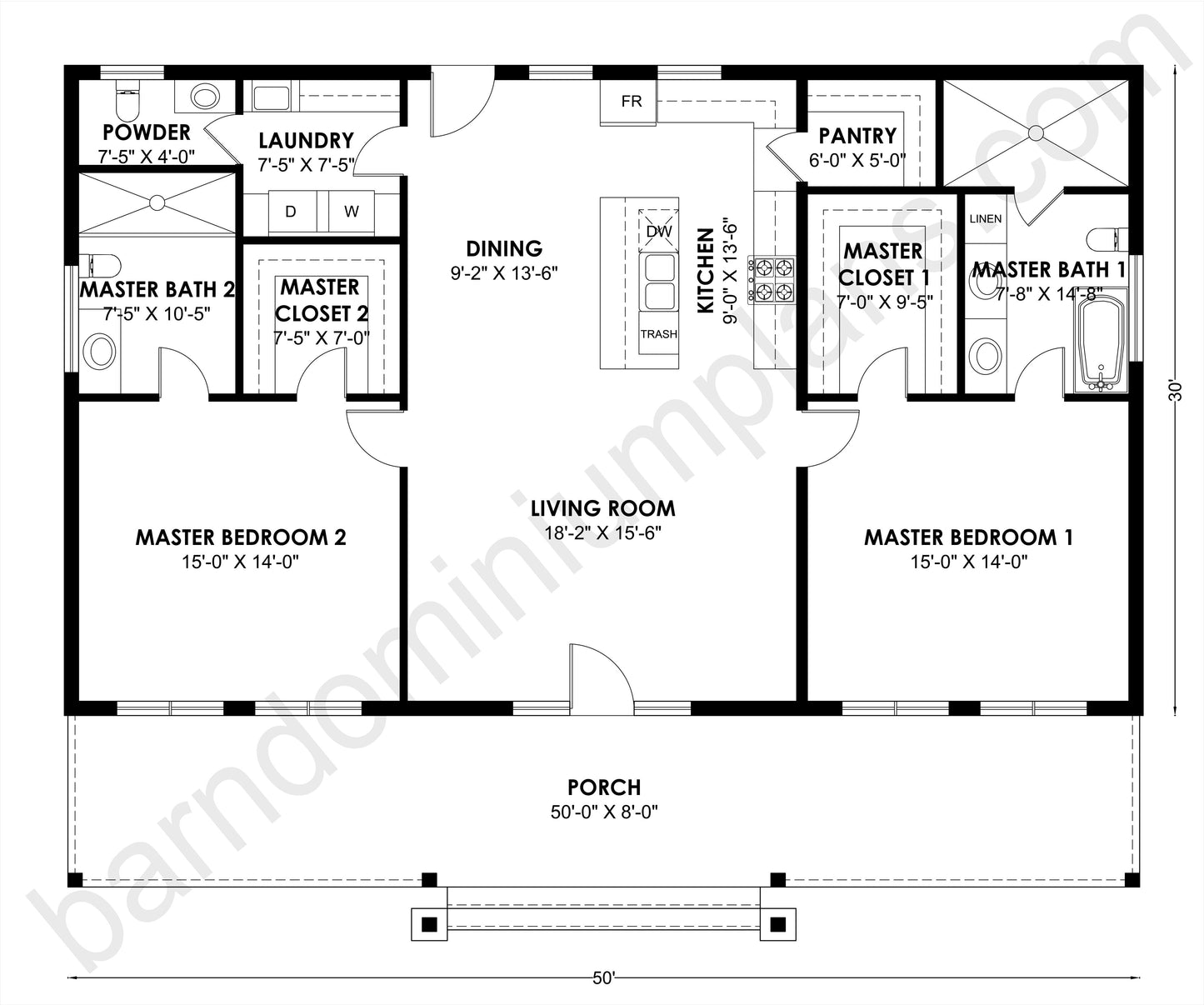 BCO-40122-M Barndominium House Plan