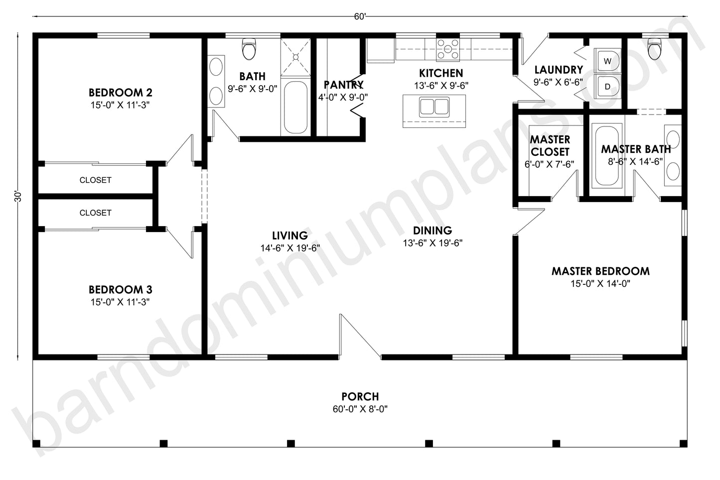 BCO-40123 Barndominium House Plan