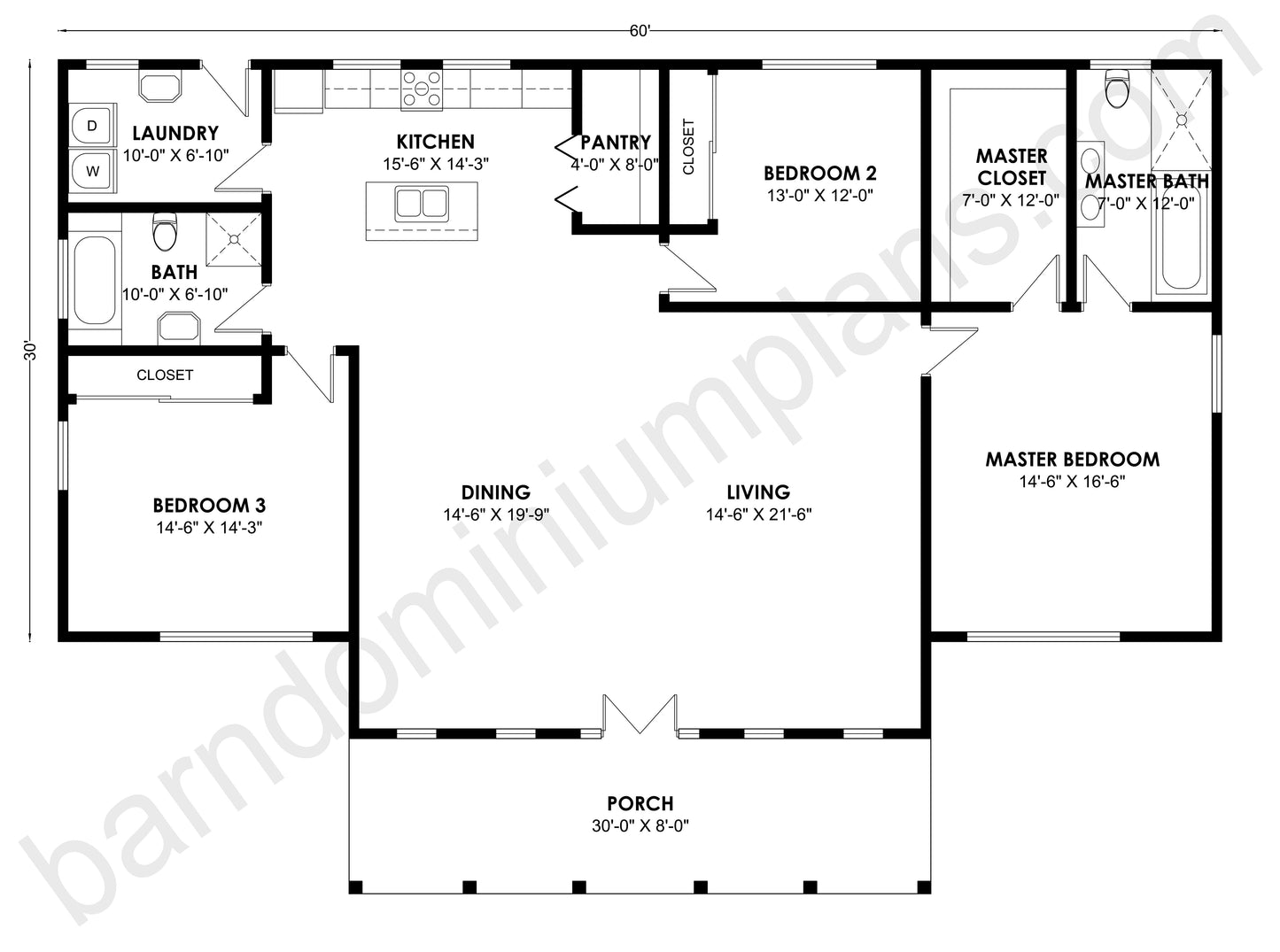 BCO-40124 Barndominium House Plan
