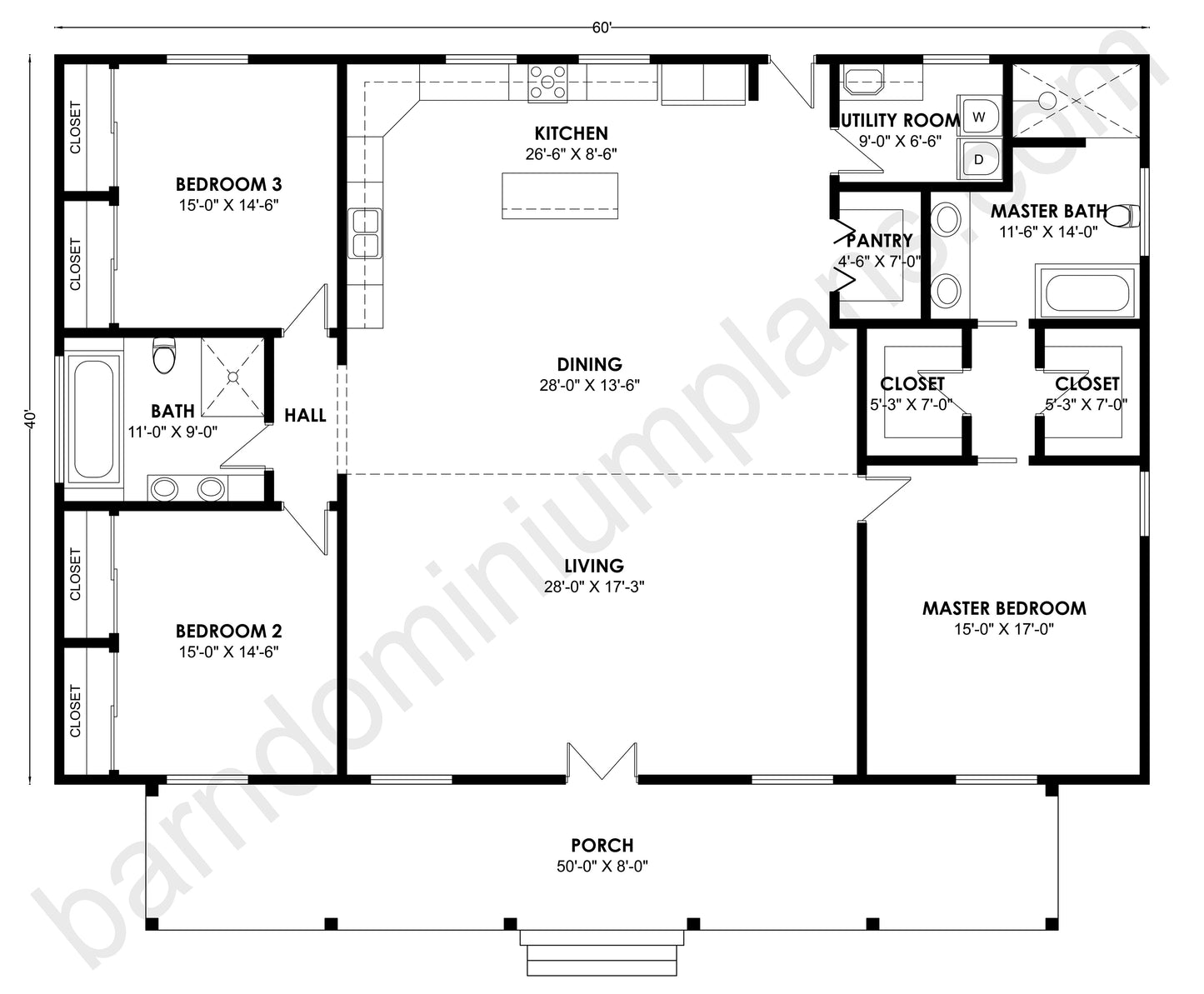 BCO-40132 Barndominium House Plans