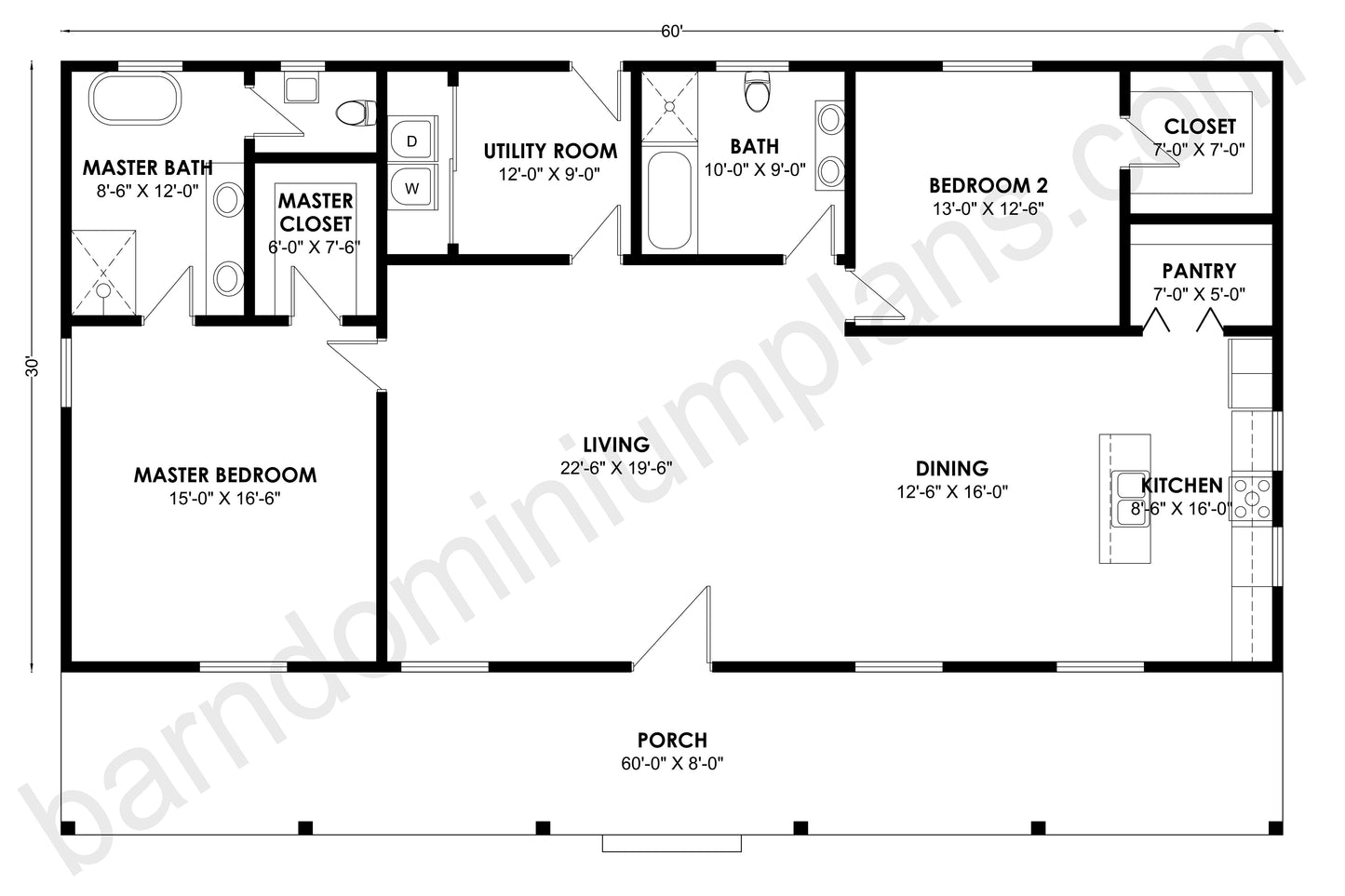 BCO-40133 Barndominium House Plans