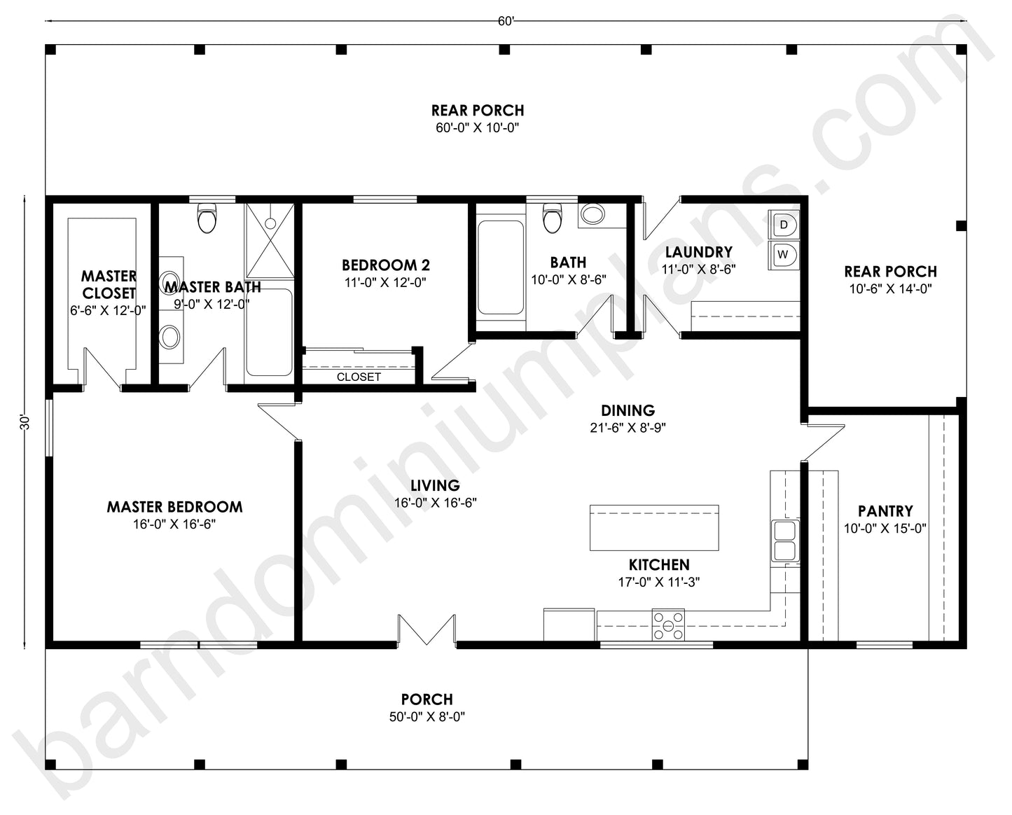 BCO-40147 Barndominium House Plan