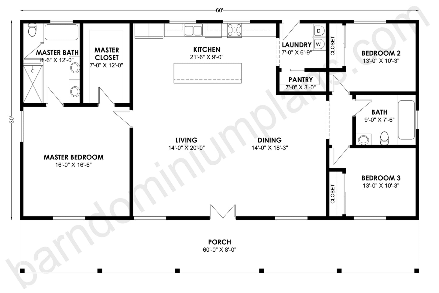 BCO-40148 Barndominium House Plan