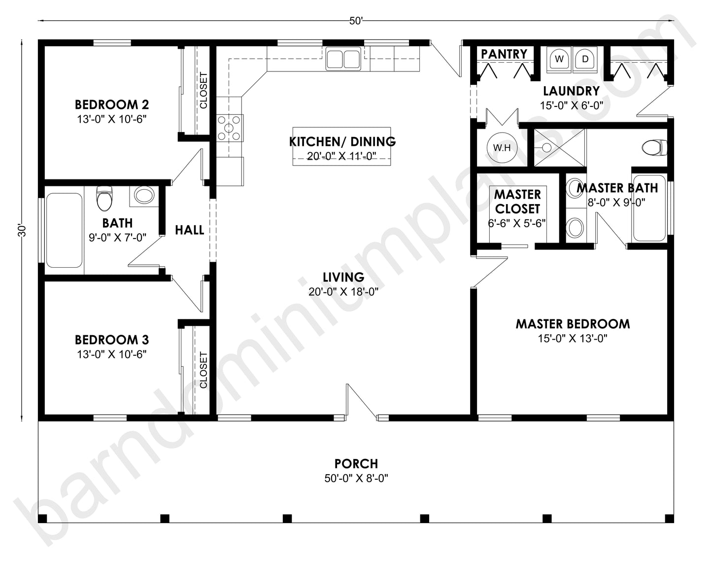 BCO-40156 Barndominium House Plan