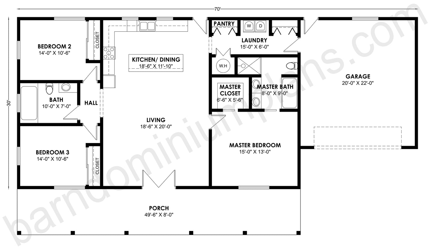 BCO-40157 Barndominium House Plan