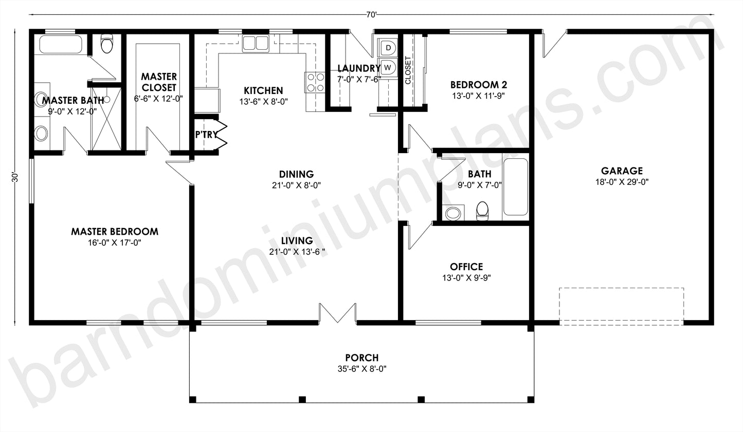 BCO-40160 Barndominium House Plan