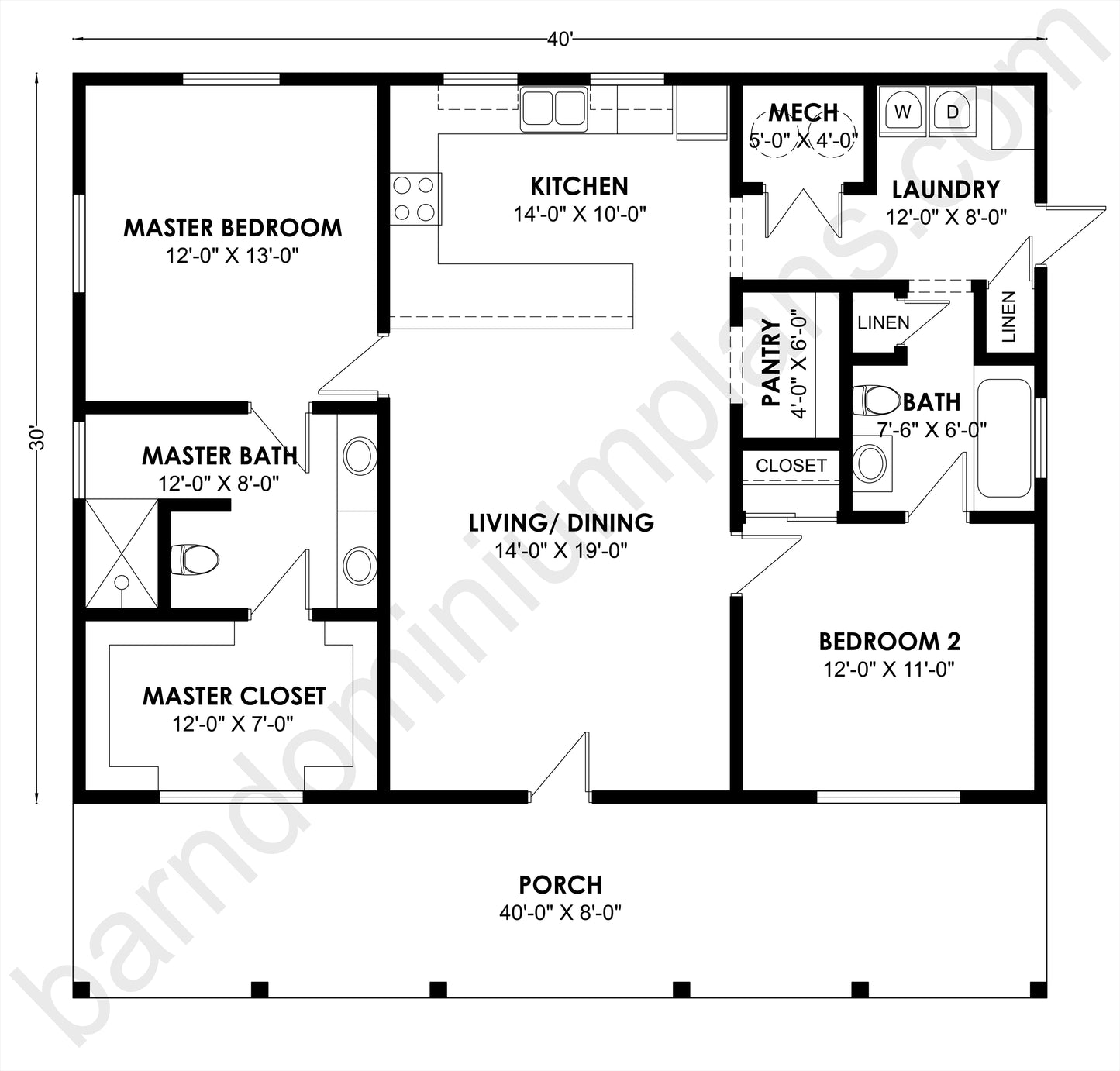 BCO-40161 Barndominium House Plan