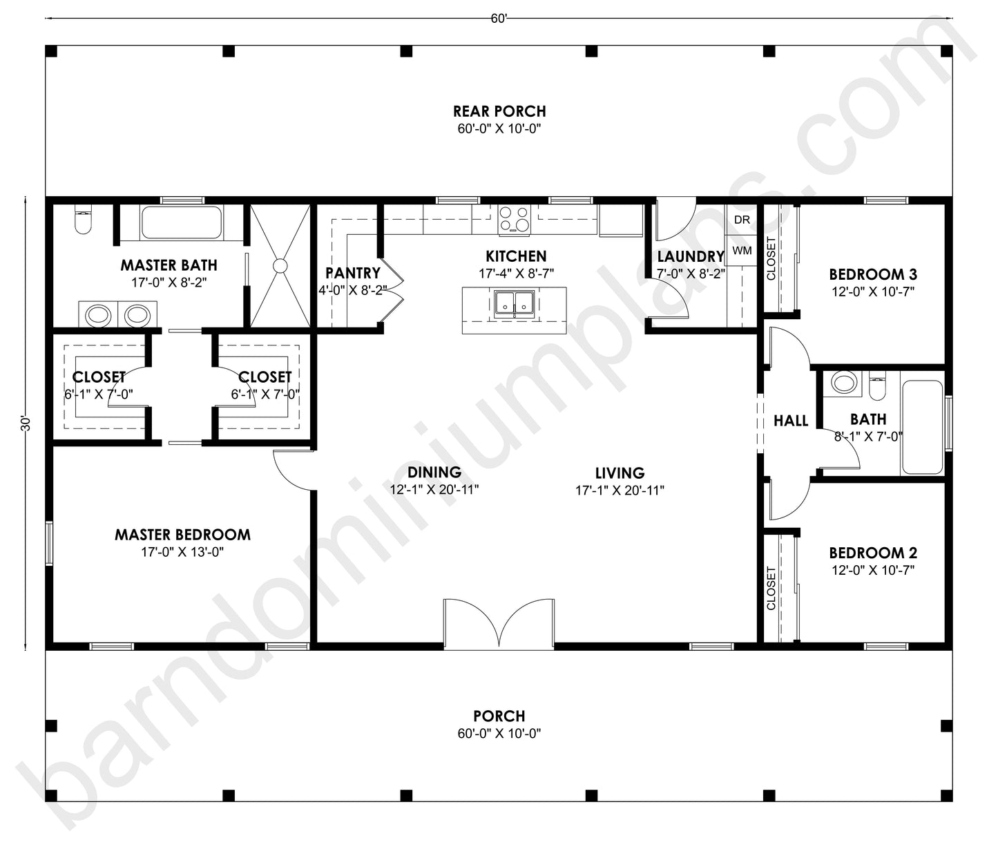 BCO-40162 Barndominium House Plan