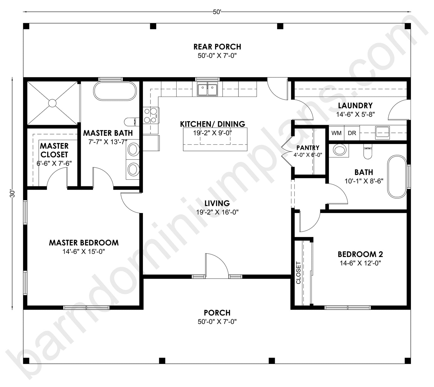 BCO-40184 Barndominium House Plan
