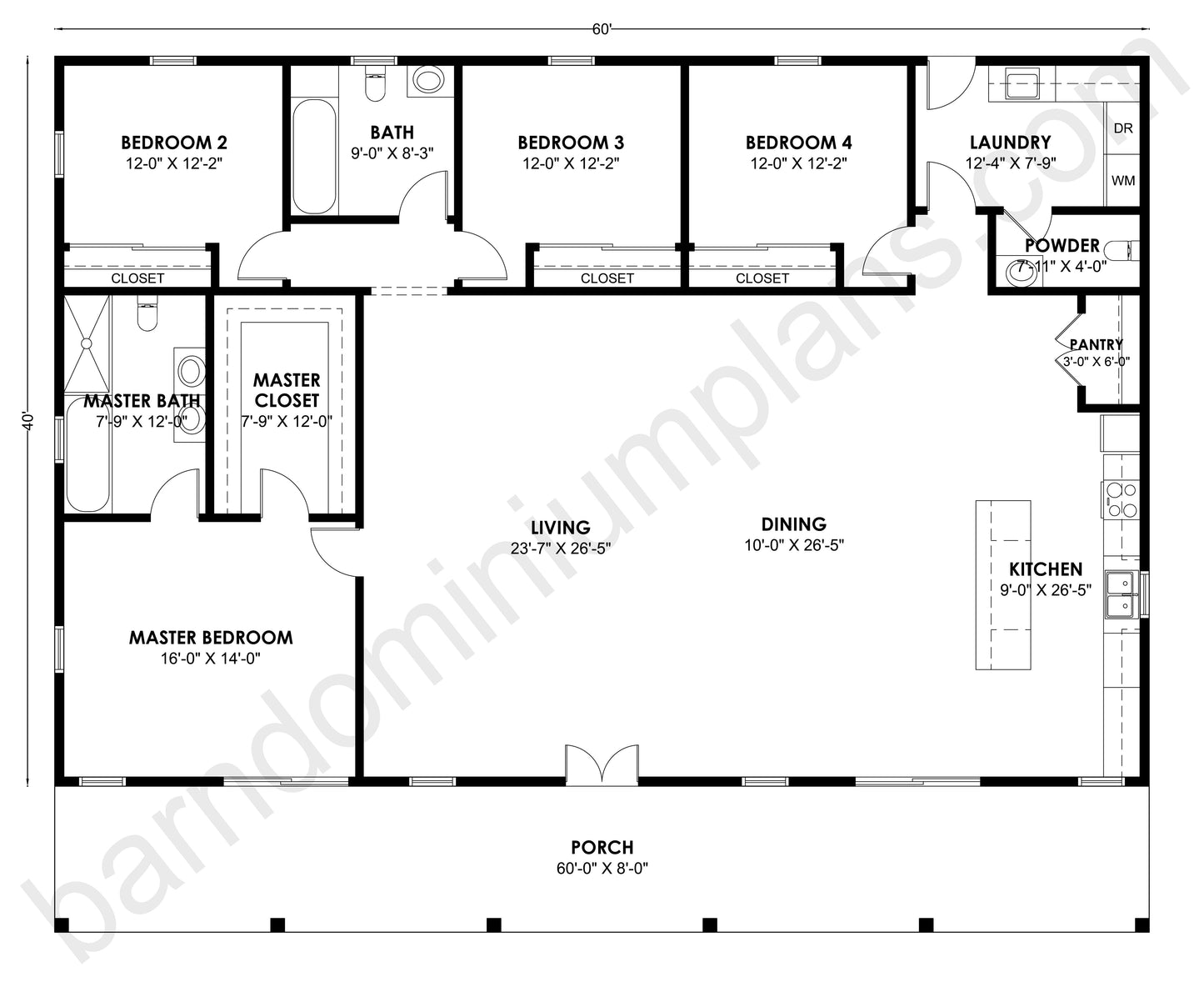 BCO-40185 Barndominium House Plan